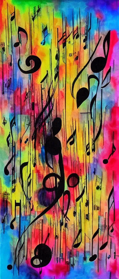 Image similar to abstract art depicting the feelings music gives, mixed media painting