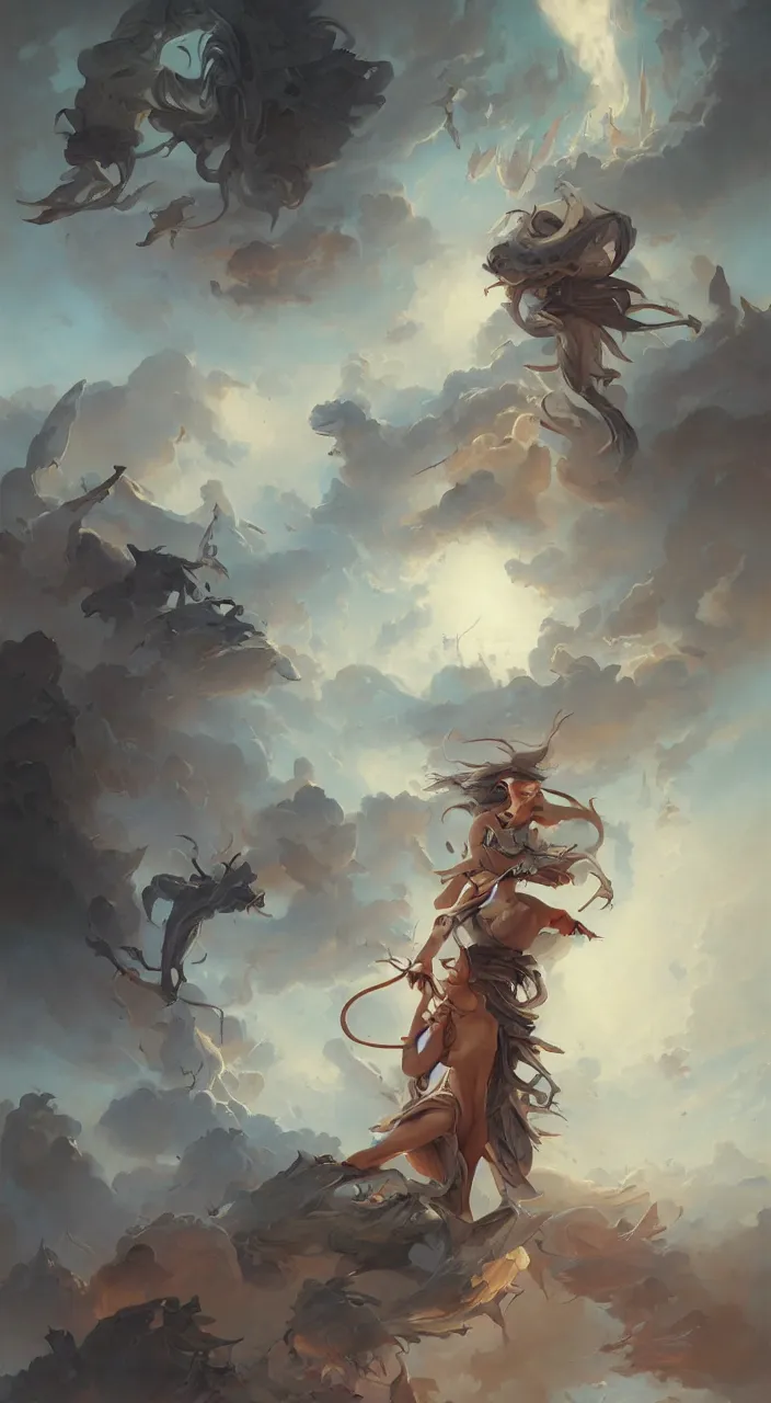 Image similar to an amazing piece of art by Peter Mohrbacher