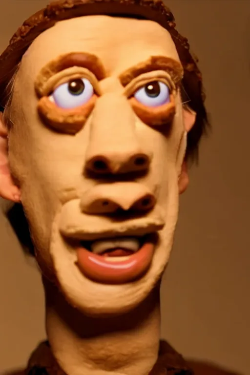 Prompt: film still of steve buscemi made out of bread in avatar, 4 k