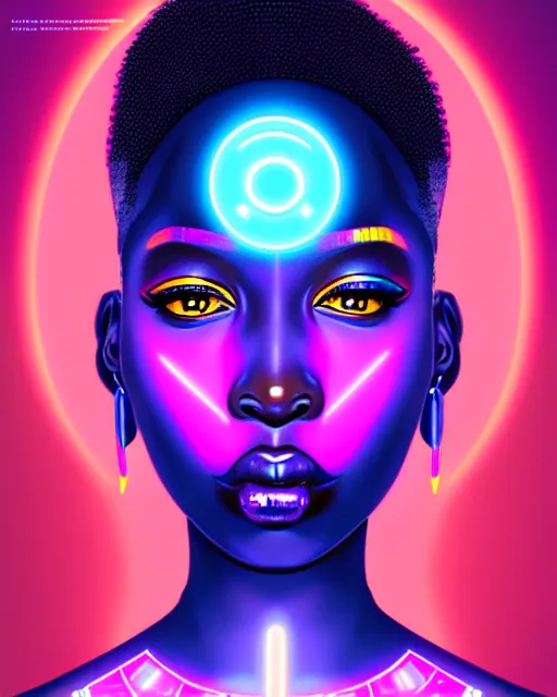 Image similar to symmetry!! african princess of technology, solid cube of light, hard edges, product render retro - futuristic poster scifi, lasers and neon circuits, beautiful dark skin african princess, intricate, elegant, highly detailed, digital painting, artstation, concept art, smooth, sharp focus, illustration, dreamlike, art by artgerm