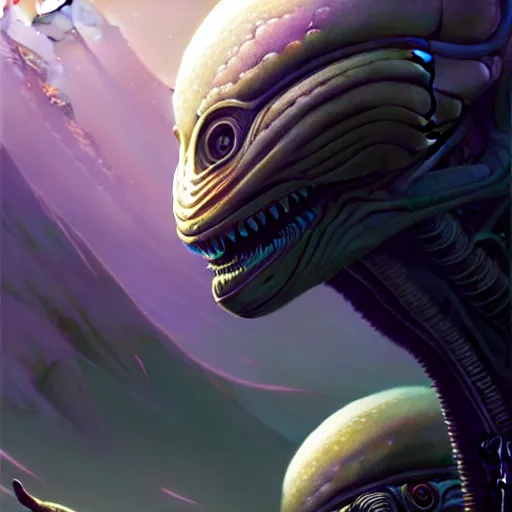 Image similar to highly detailed portrait from a male alien, extraterrestrial, aquatic, stephen bliss, unreal engine, fantasy art by greg rutkowski, loish, rhads, ferdinand knab, makoto shinkai and lois van baarle, ilya kuvshinov, rossdraws, tom bagshaw, global illumination, radiant light, detailed and intricate environment