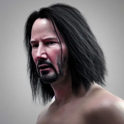 Image similar to hyperrealistic dslr film still of keanu reeves with a weave, stunning 8 k octane comprehensive 3 d render, inspired by istvan sandorfi & greg rutkowski & unreal engine, perfect symmetry, dim volumetric cinematic lighting, extremely hyper - detailed, incredibly real lifelike attributes & flesh texture, intricate, masterpiece, artstation, stunning