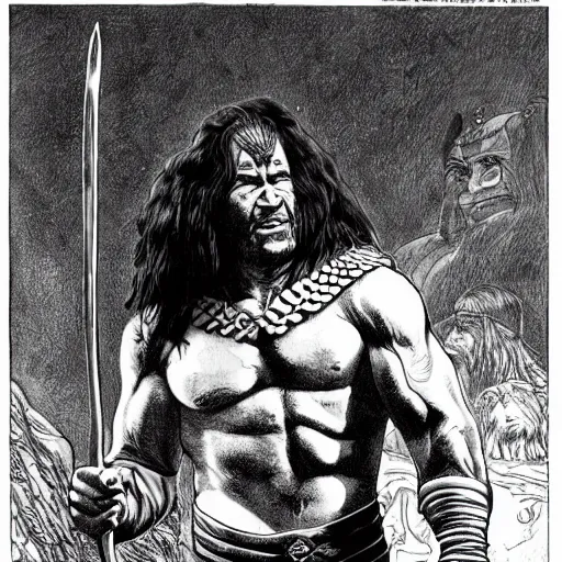 Image similar to joe biden as conan the barbarian, super detailed, by moebius