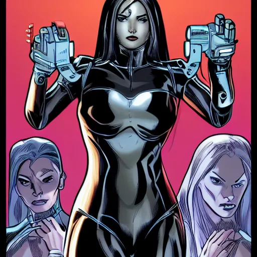 Prompt: portrait of a female android, by MARVEL comics