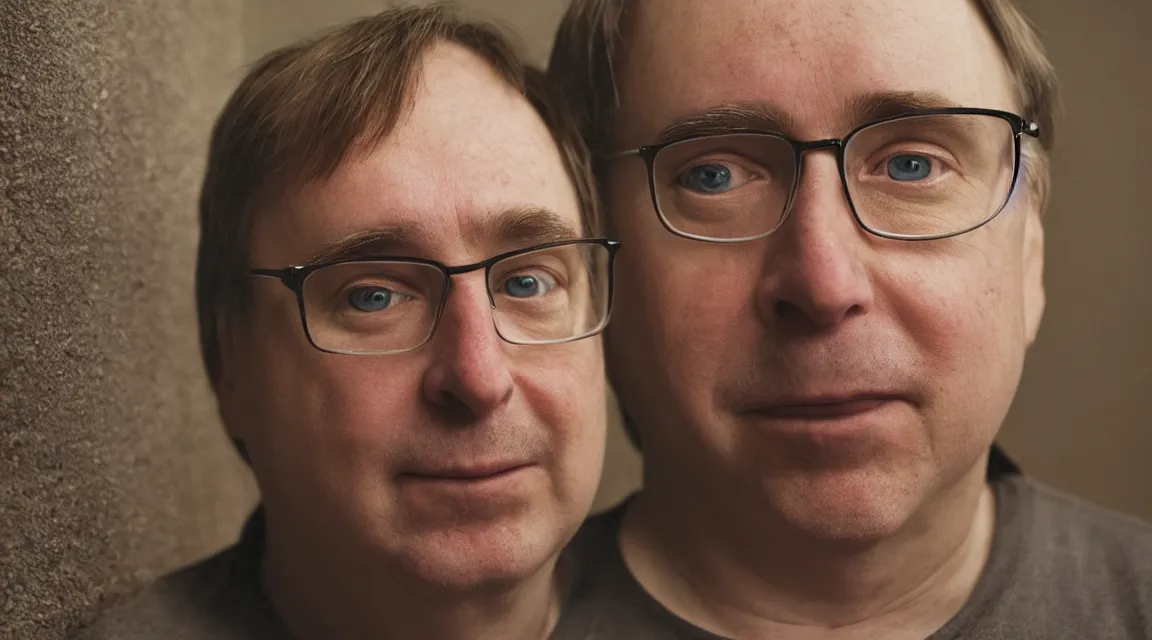 Image similar to portrait of Linus Torvalds taked by Steve McCurry