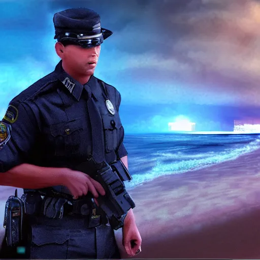 Prompt: officer k blade runner beach ultra realistic photorealistic highly detailed high quality 8 k