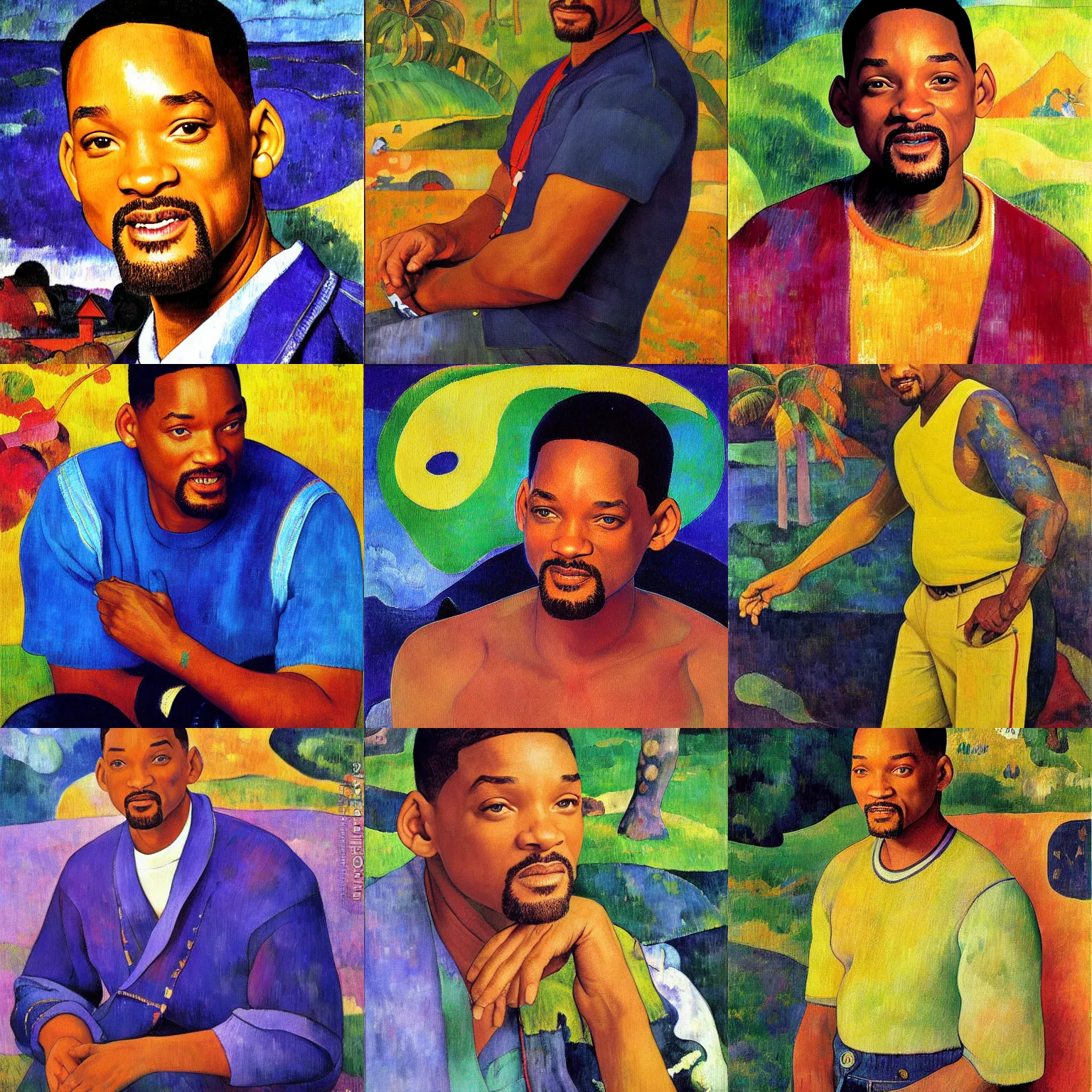 Prompt: Will Smith painting by Paul Gauguin