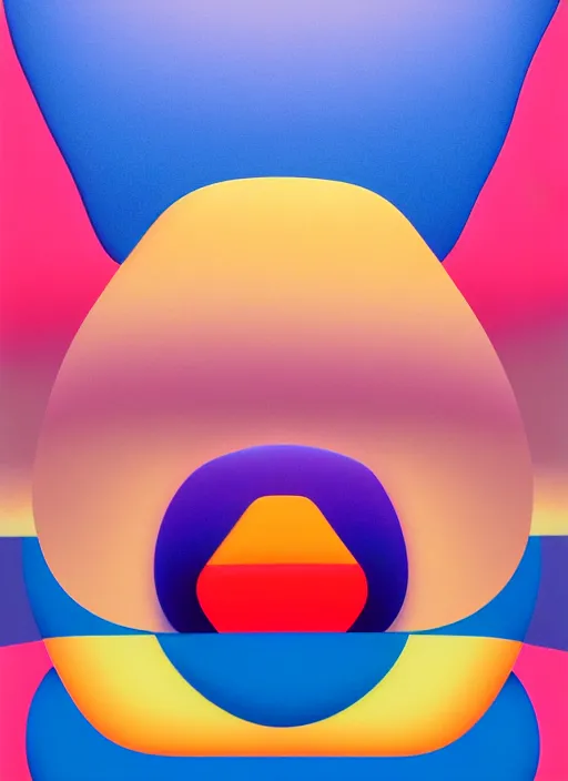 Prompt: inflated geometric shapes by shusei nagaoka, kaws, david rudnick, pastell colours, airbrush on canvas, cell shaded, 8 k