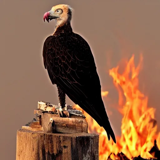 Image similar to When the wind is slow, when the fire's hot The vulture waits to see what rots,
