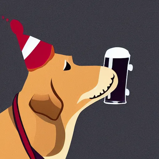 Image similar to digital art of a dog drinking beer