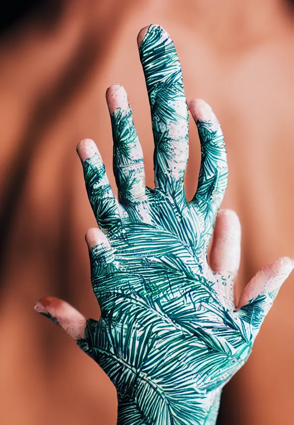 Image similar to a photo of one ultra detailed photorealistic woman's cupped palm, palm pattern visible, instagram photo, studio photo, 9 0 mm, f / 1. 4