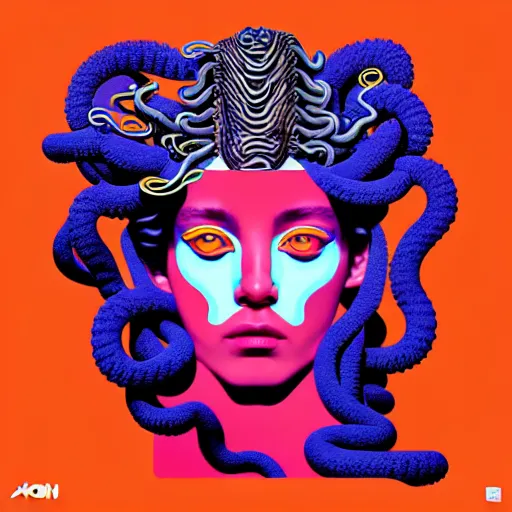 Image similar to album cover design design depicting medusa on lsd, by jonathan zawada, pi - slices, and tristan eaton, digital art