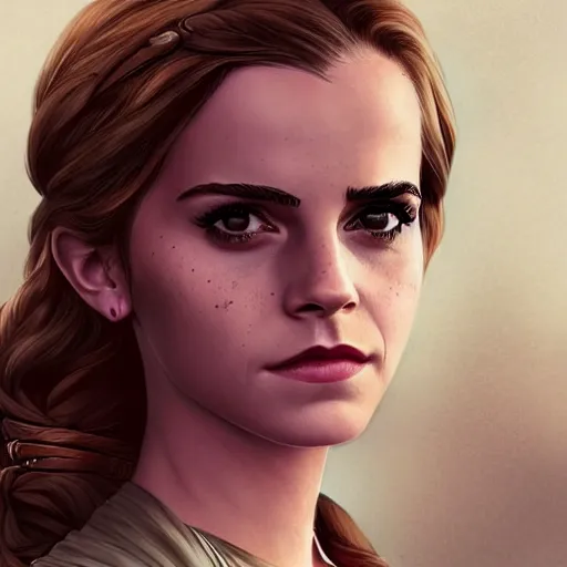 Image similar to Emma Watson as archer, cute, fantasy, intricate, elegant, highly detailed, centered, digital painting, artstation, concept art, smooth, sharp focus, illustration, art by AbyssWolf