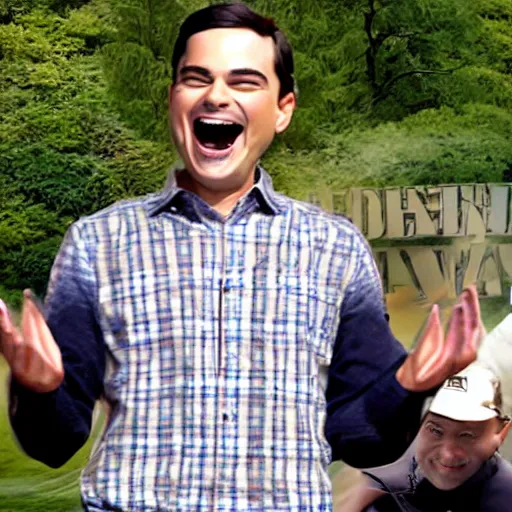 Prompt: Ben Shapiro laughing as the world burns