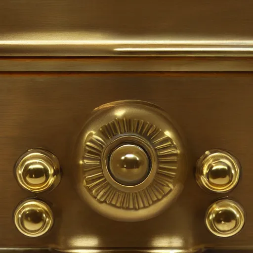 Prompt: an elegant brass machine with fancy knobs and buttons, ornamental, oktane, post - processing, photgraph, detailed