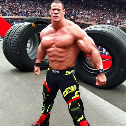 Image similar to John Cena do f 5 to huge tire