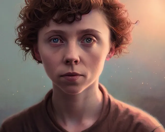 Image similar to highly detailed portrait of sophia lillis, in annihilation ( 2 0 1 8 ), stephen bliss, unreal engine, fantasy art by greg rutkowski, loish, rhads, ferdinand knab, makoto shinkai and lois van baarle, ilya kuvshinov, rossdraws, tom bagshaw, global illumination, radiant light, detailed and intricate environment