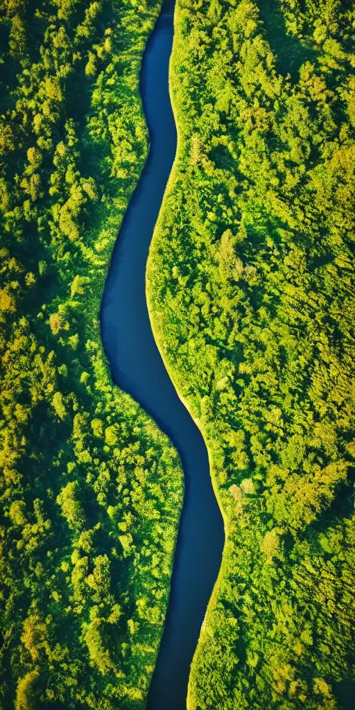 Image similar to wide!!! landscape photo of river that follows the distinct shape of a lateral human spinal!! column!!!, high detail, drone photo, golden hour, lush green vegetation, medium format