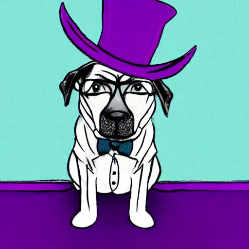 Image similar to a purple dog wearing a top hat