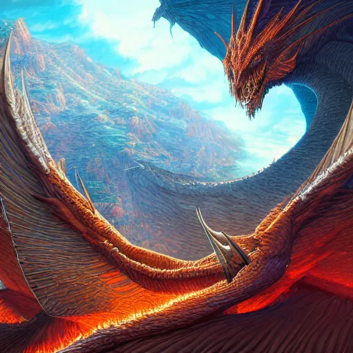 Prompt: the second coming of smaug, by dan mumford, yusuke murata, makoto shinkai, ross tran, cosmic, heavenly, god rays, intricate detail, cinematic, 8 k, cel shaded, unreal engine, featured on artstation, pixiv