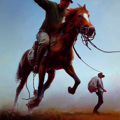 Image similar to the man is carried by the horse, hyperrealism, no blur, 4 k resolution, ultra detailed, style of ron cobb, adolf hiremy - hirschl, syd mead, ismail inceoglu, rene margitte