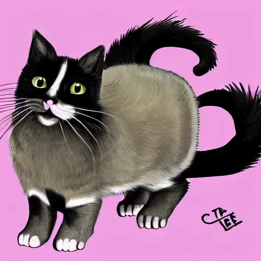 Image similar to cat and skunk chimera digital art