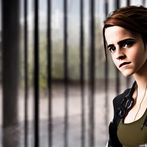 Image similar to Emma Watson a dressed as Counter-Terrorist in CSGO ,hyperrealistic, 8k UHD, studio photography, high quality, high detail, stunning lighting