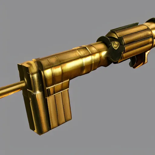 Prompt: heavy brass grenade launcher | | stylized weapon icons, 3 d, isometric, by greg rutkowsky, trending on artstation