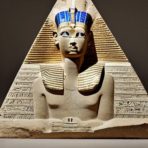 Image similar to egyptian akhnatoon god sculpture pyramid