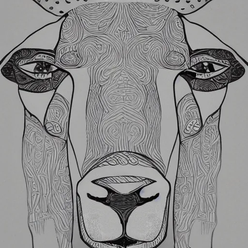 Prompt: a beatiful painying one-line art, qrafic art, outline painting of sheep gray scale
