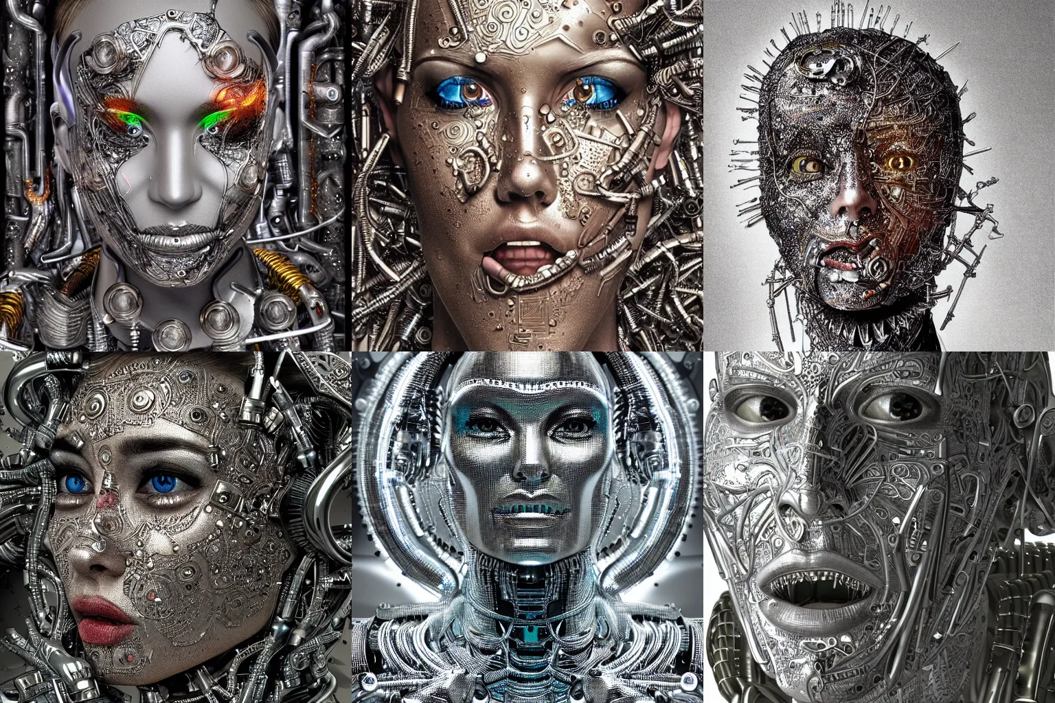 Prompt: a metallic cyborg in ecstasy, photorealistic, intricate