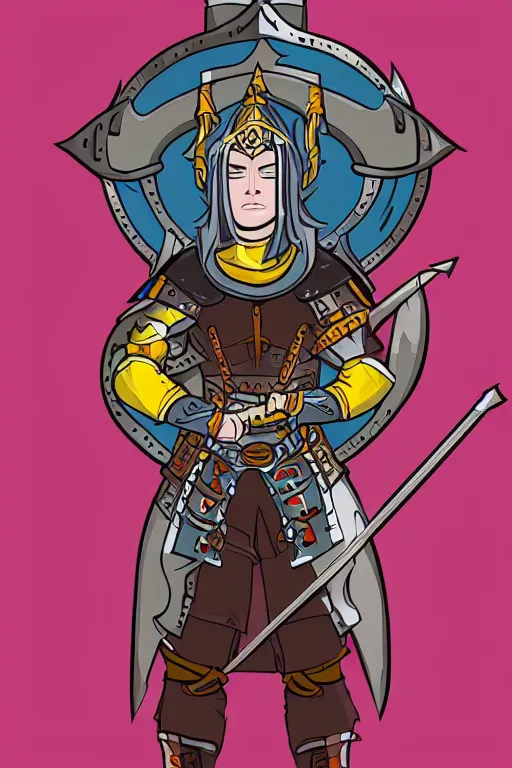 Image similar to Portrait of a lian in a medieval armor, knight, medieval, sticker, colorful, illustration, highly detailed, simple, smooth and clean vector curves, no jagged lines, vector art, smooth