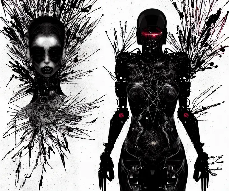 Image similar to gothic mute hybrid cyborg wearing cybor clothes shaping the universe, freedom fighter, eerie, cinematic, epic, 8 k, ultra realistic, rendered by awesomeness. | nights falling wind is blowwing snow is pilling concept art in style of carne griffiths artwork by xsullo. | backround of beautiful floweres floatingby elson, peter kemp, peter