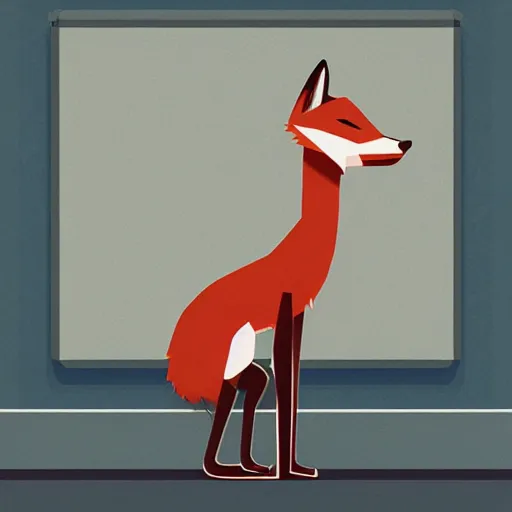 Image similar to a fox pointing to a blank presentation by dean macadam and james gilleard, digital art