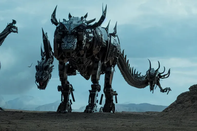 Prompt: cinematic still of westworld, a intact si - fi robotic fantasy dragon, well armored mech dragon, highly detailed