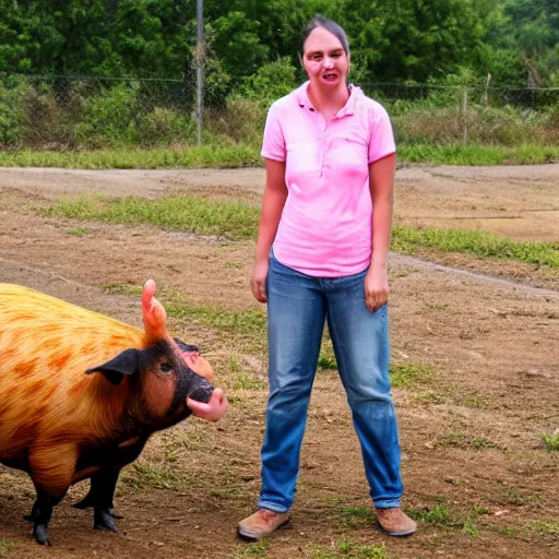 Prompt: ckicken standing on top of a pig