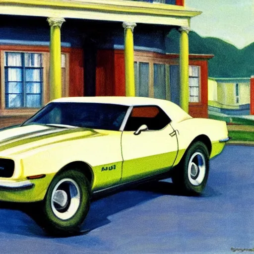 Image similar to Dated a chick that lived on Cooterneck Road, She had a catfish Camero and was cooler than me, by Edward Hopper