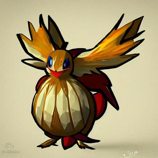 Prompt: A pokemon rooster that looks like a coconut, which splits in half into wings,Trending on art station. Unreal engine.