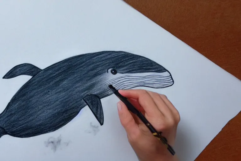 Image similar to anime drawing of a cute whale checking her email