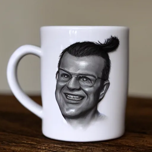 Prompt: a 3 d mug of an ugly mug on a mug, photorealistic,