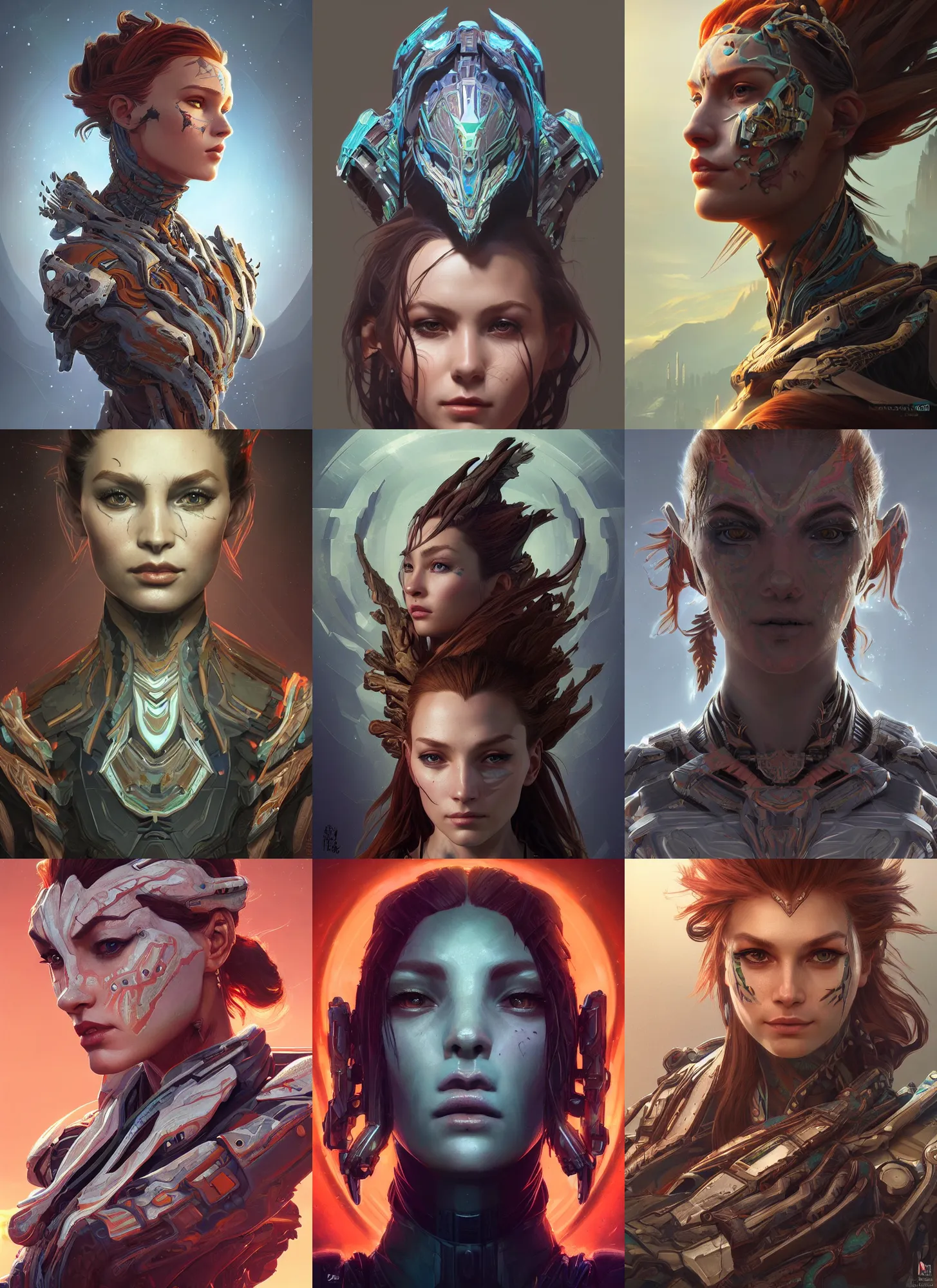 Prompt: asymmetry!! portrait of jupiter alien in the style of horizon zero dawn, machine face, intricate, elegant, highly detailed, digital painting, artstation, concept art, smooth, sharp focus, illustration, art by artgerm and greg rutkowski and alphonse mucha, 8 k