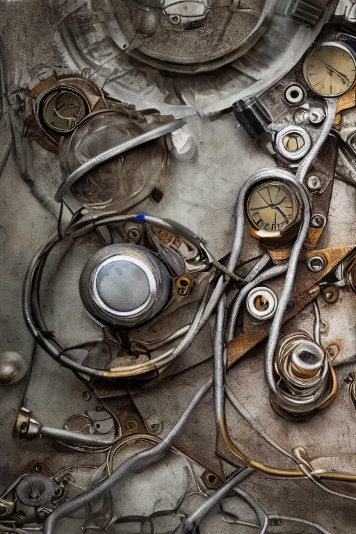 Prompt: A photo of time traveling device, capacitors and coils inside by Annie Lebovitz and Steve McCurry, grungy, weathered Ultra detailed, hyper realistic, 4k