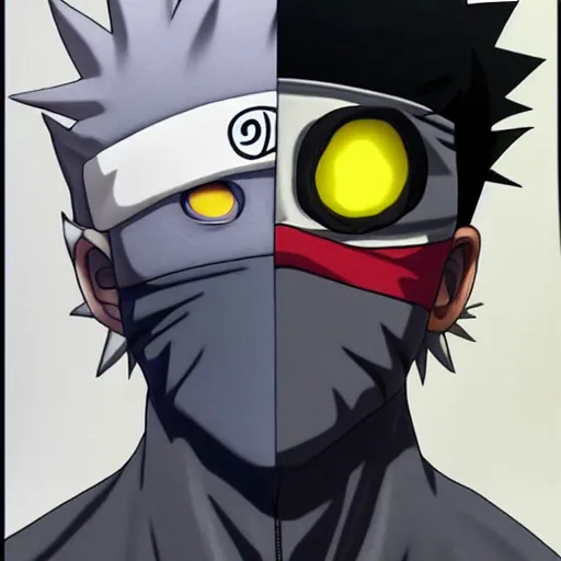 Prompt: ultra realistic portrait painting of a fusion of obito and kakashi, art by masashi kishimoto, 4 k, naruto artstyle, cel shaded, highly detailed, epic lighting, full body