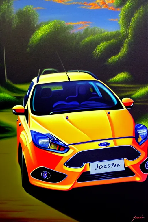 a photorealistic painting of ford focus hatchback by, Stable Diffusion