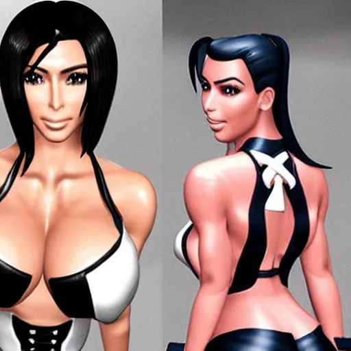 Image similar to kim kardashian cosplaying tifa lockheart