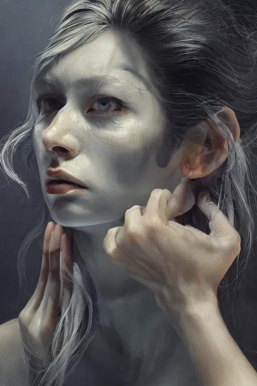 Prompt: beautiful clean acrylic painting of haunting, scary, concept art by andy park, detailed, stunning, realistic