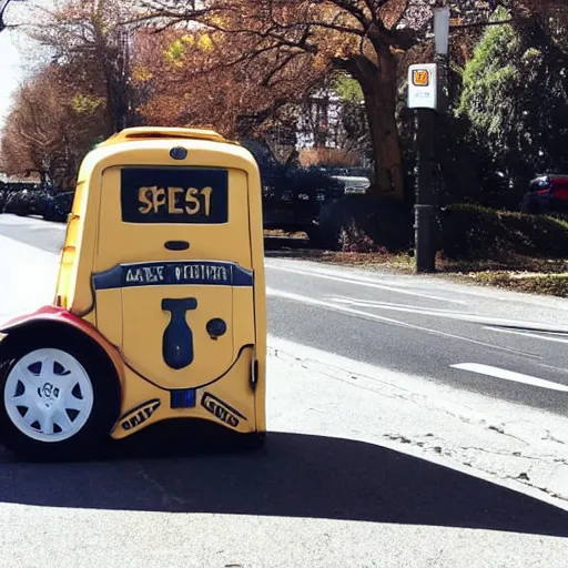 Image similar to a ((((((((((tiny)))))))))) car next to a mailbox