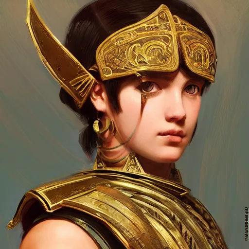 Image similar to close - up portrait of an ancient roman character in ornate armor, by ilya kuvshinov, by thomas lawrence, by bayard wu, trending on artstation, masterpiece