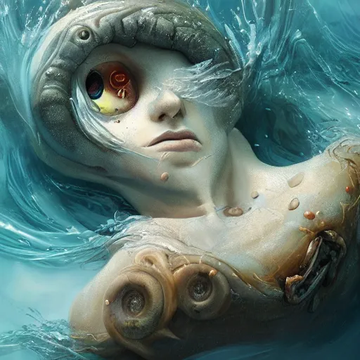 Prompt: a horrific siren of the sea, artstation, cgsociety