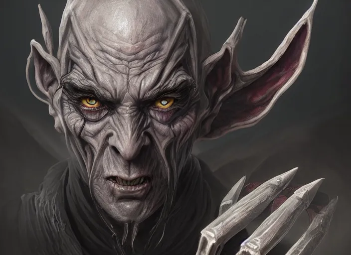 Image similar to legendary creepy dark elf wizard, highly detailed, d & d, fantasy, highly detailed, digital painting, trending on artstation, concept art, sharp focus, illustration, global illumination, ray tracing, realistic shaded, art by artgerm and greg rutkowski and fuji choko and viktoria gavrilenko and hoang lap